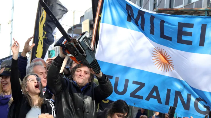 Javier Milei během politické kampaně v září 2023