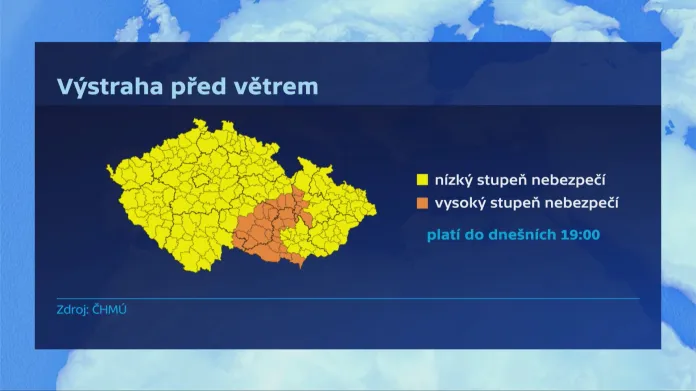 Výstraha na silný vítr 11. 3. 2023